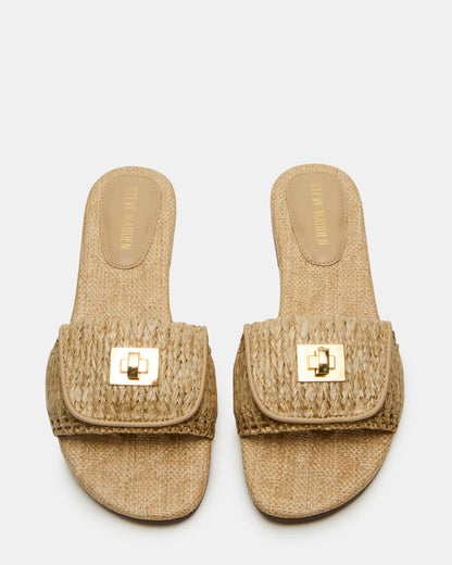 MORELAND Natural Raffia Slide Women's Sandal - Steve Madden