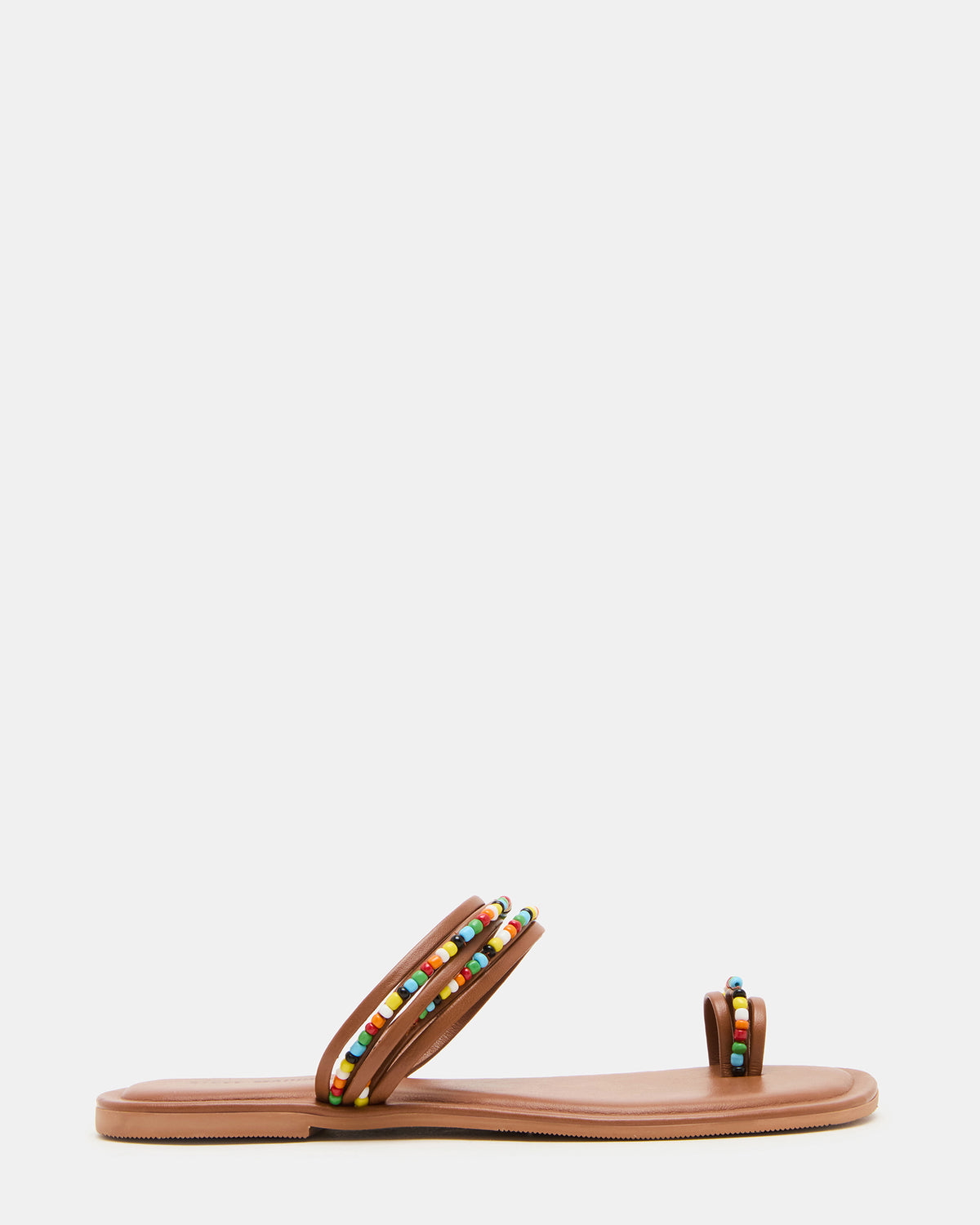 NABILA Tan Multi Sqaure-Toe Beaded Women's Sandal - Steve Madden