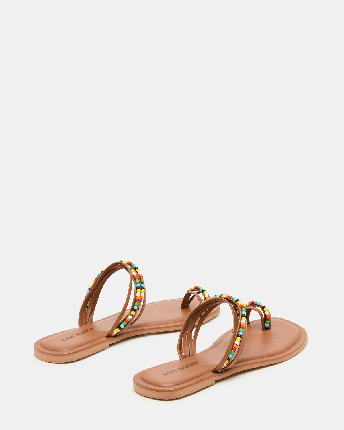 NABILA Tan Multi Sqaure-Toe Beaded Women's Sandal - Steve Madden