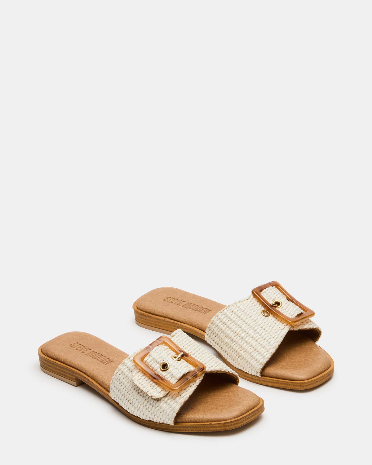 HAPP Bone Square-Toe Raffia Slide Women's Sandal - Steve Madden