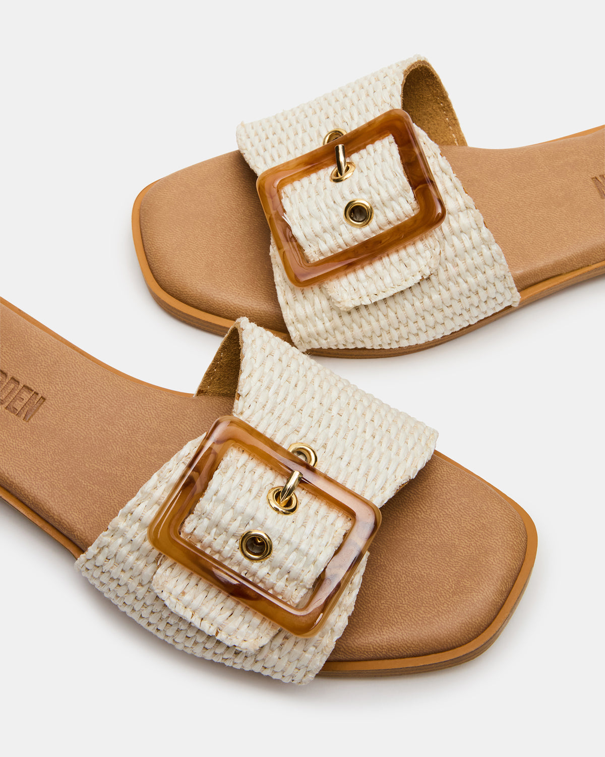 HAPP Bone Square-Toe Raffia Slide Women's Sandal - Steve Madden