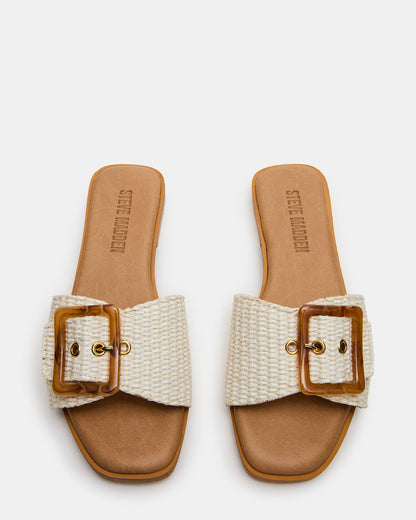 HAPP Bone Square-Toe Raffia Slide Women's Sandal - Steve Madden