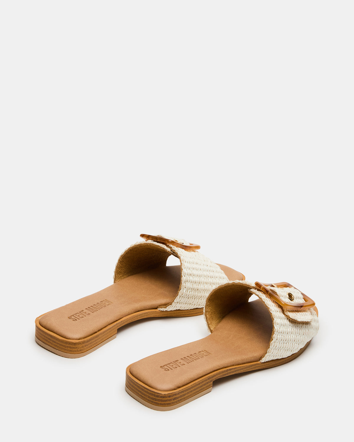 HAPP Bone Square-Toe Raffia Slide Women's Sandal - Steve Madden