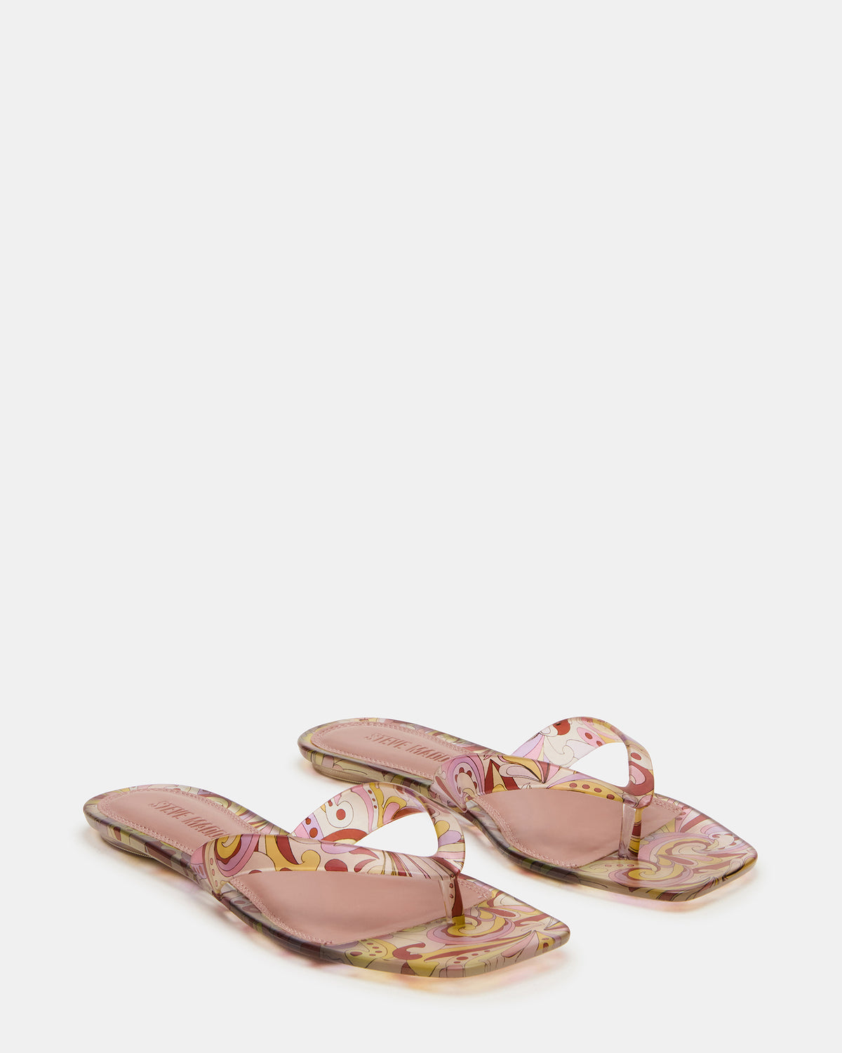 TRELLA Jelly Pink Print Square-Toe Thong Women's Sandal - Steve Madden