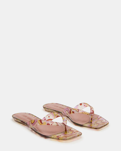 TRELLA Jelly Pink Print Square-Toe Thong Women's Sandal - Steve Madden