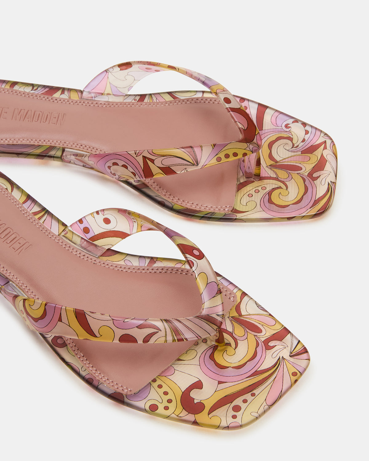 TRELLA Jelly Pink Print Square-Toe Thong Women's Sandal - Steve Madden