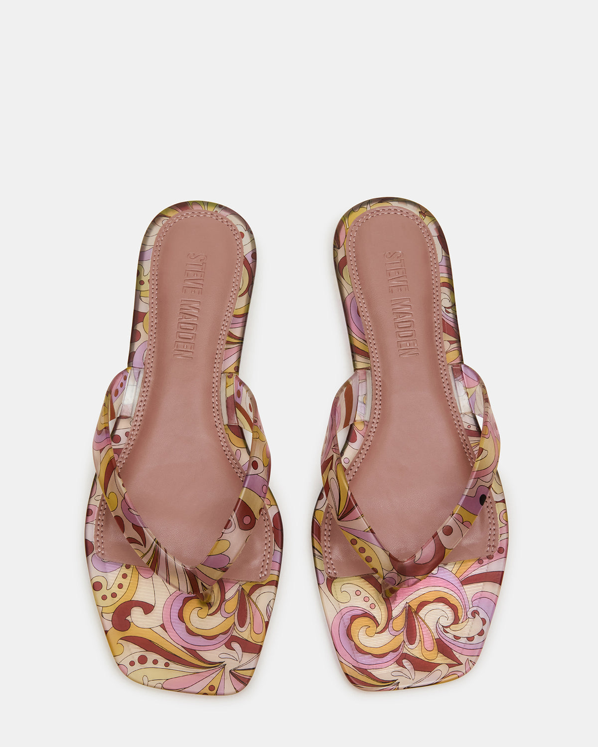 TRELLA Jelly Pink Print Square-Toe Thong Women's Sandal - Steve Madden