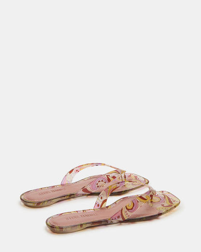 TRELLA Jelly Pink Print Square-Toe Thong Women's Sandal - Steve Madden