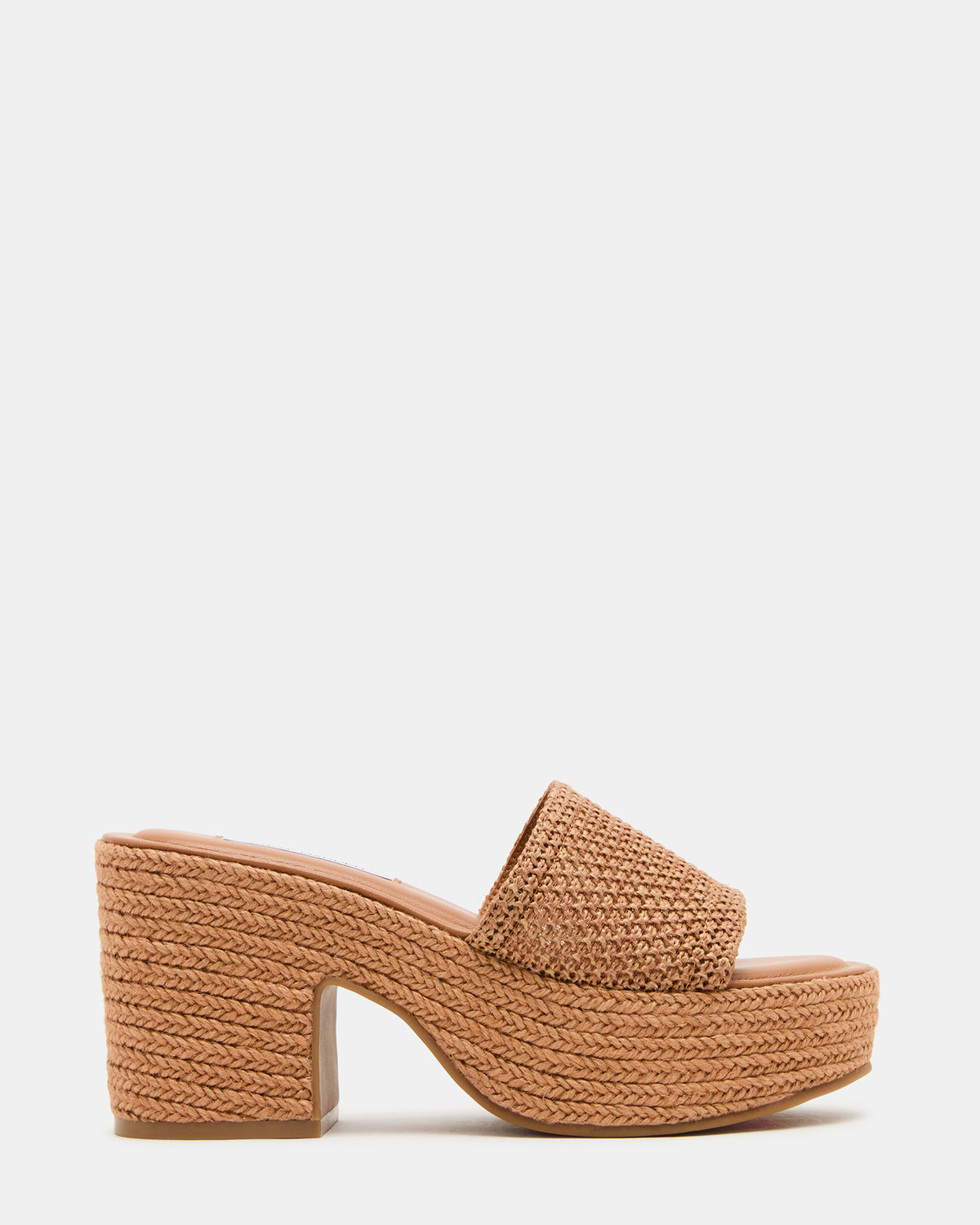 TRIPPY Cognac Raffia Platform Mule Women's Sandal - Steve Madden