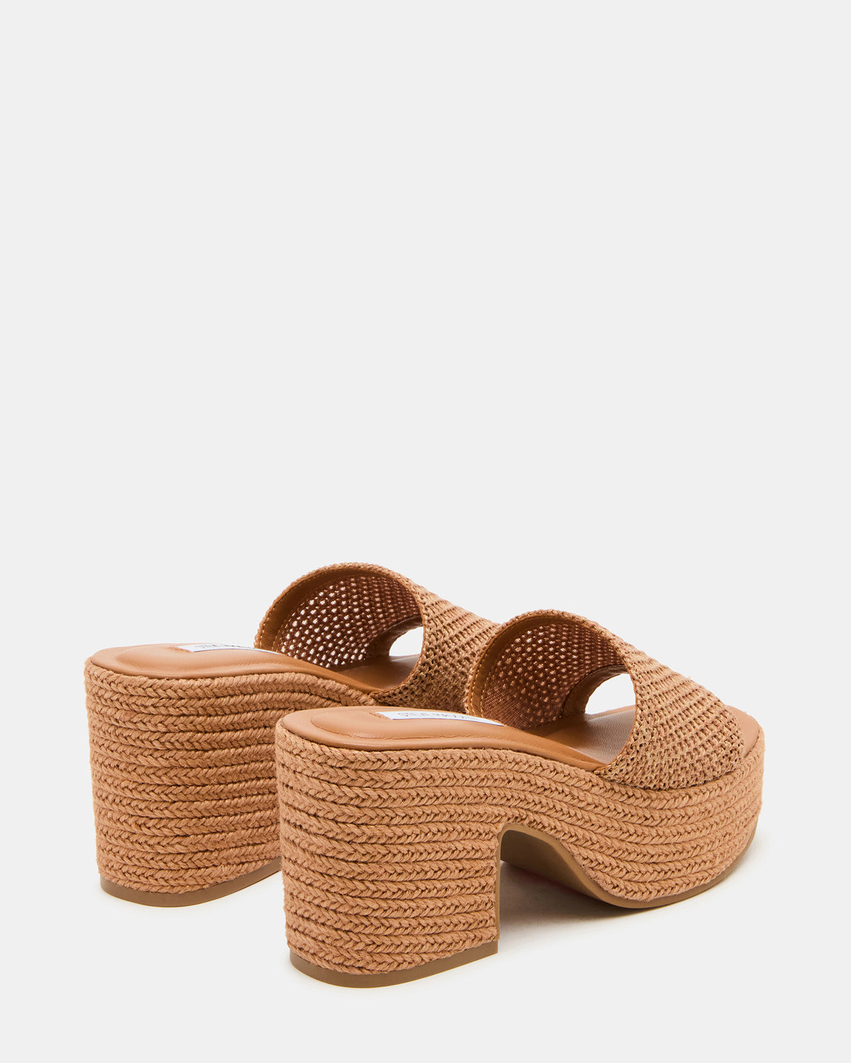 TRIPPY Cognac Raffia Platform Mule Women's Sandal - Steve Madden