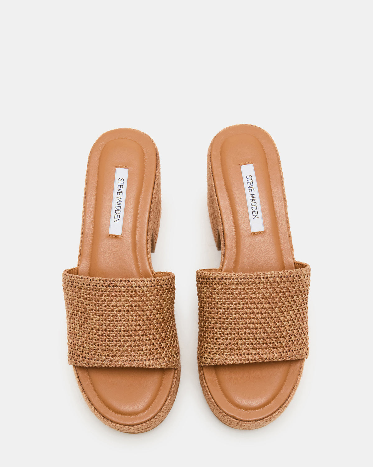 TRIPPY Cognac Raffia Platform Mule Women's Sandal - Steve Madden