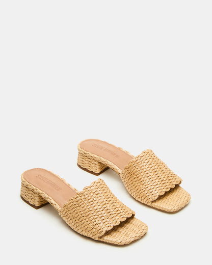 MONTGOMERY Raffia Square-Toe Slide Mule Women's Sandal - Steve Madden