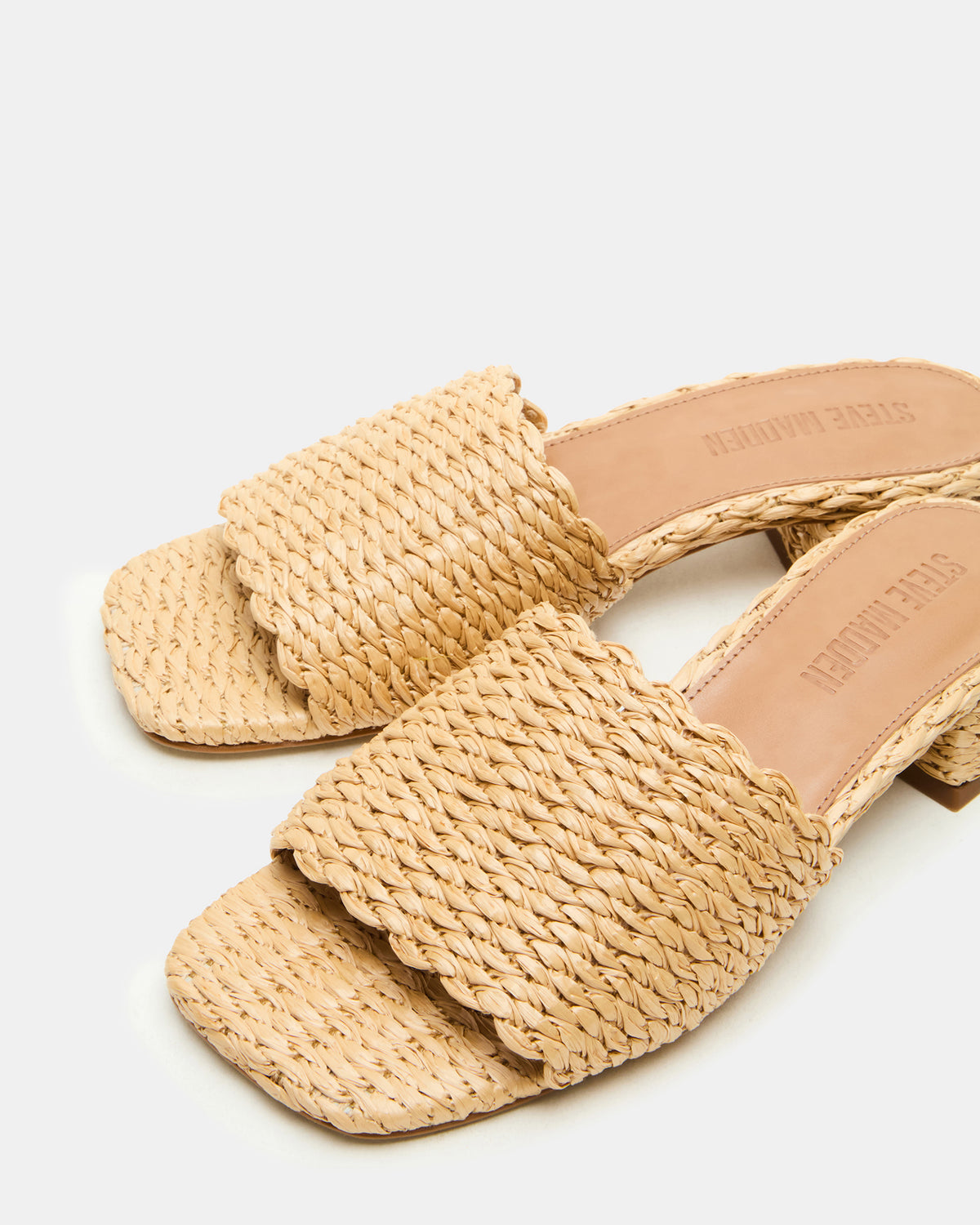 MONTGOMERY Raffia Square-Toe Slide Mule Women's Sandal - Steve Madden