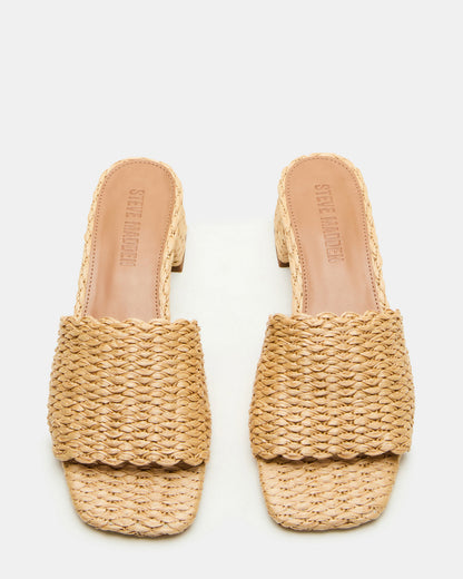 MONTGOMERY Raffia Square-Toe Slide Mule Women's Sandal - Steve Madden