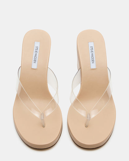 PLAYING Clear Thong Wedge Women's Sandal - Steve Madden
