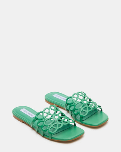LOTUS Green Leather Square-Toe Slide Women's Sandal - Steve Madden