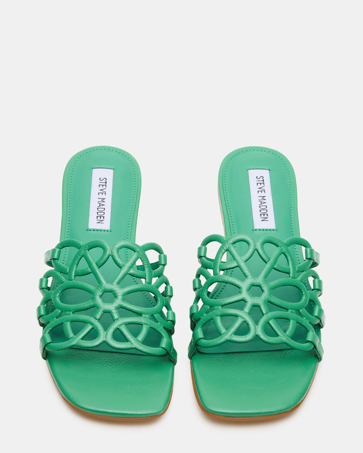 LOTUS Green Leather Square-Toe Slide Women's Sandal - Steve Madden