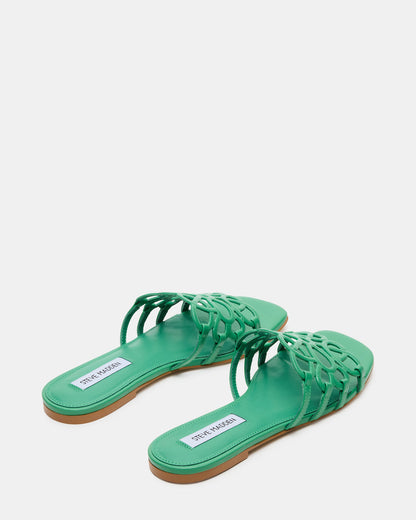 LOTUS Green Leather Square-Toe Slide Women's Sandal - Steve Madden