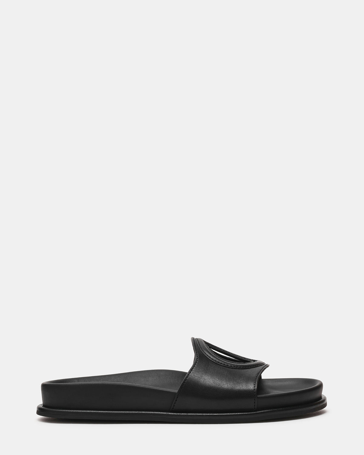 ZOSIA Black Leather Cut-Out Slide Footbed Women's Sandal - Steve Madden