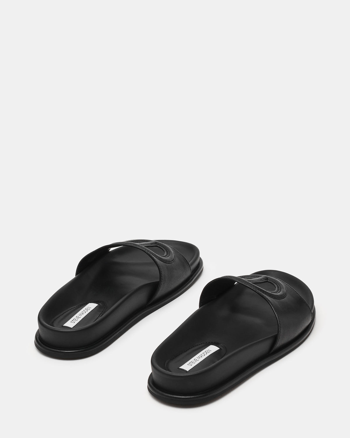 ZOSIA Black Leather Cut-Out Slide Footbed Women's Sandal - Steve Madden