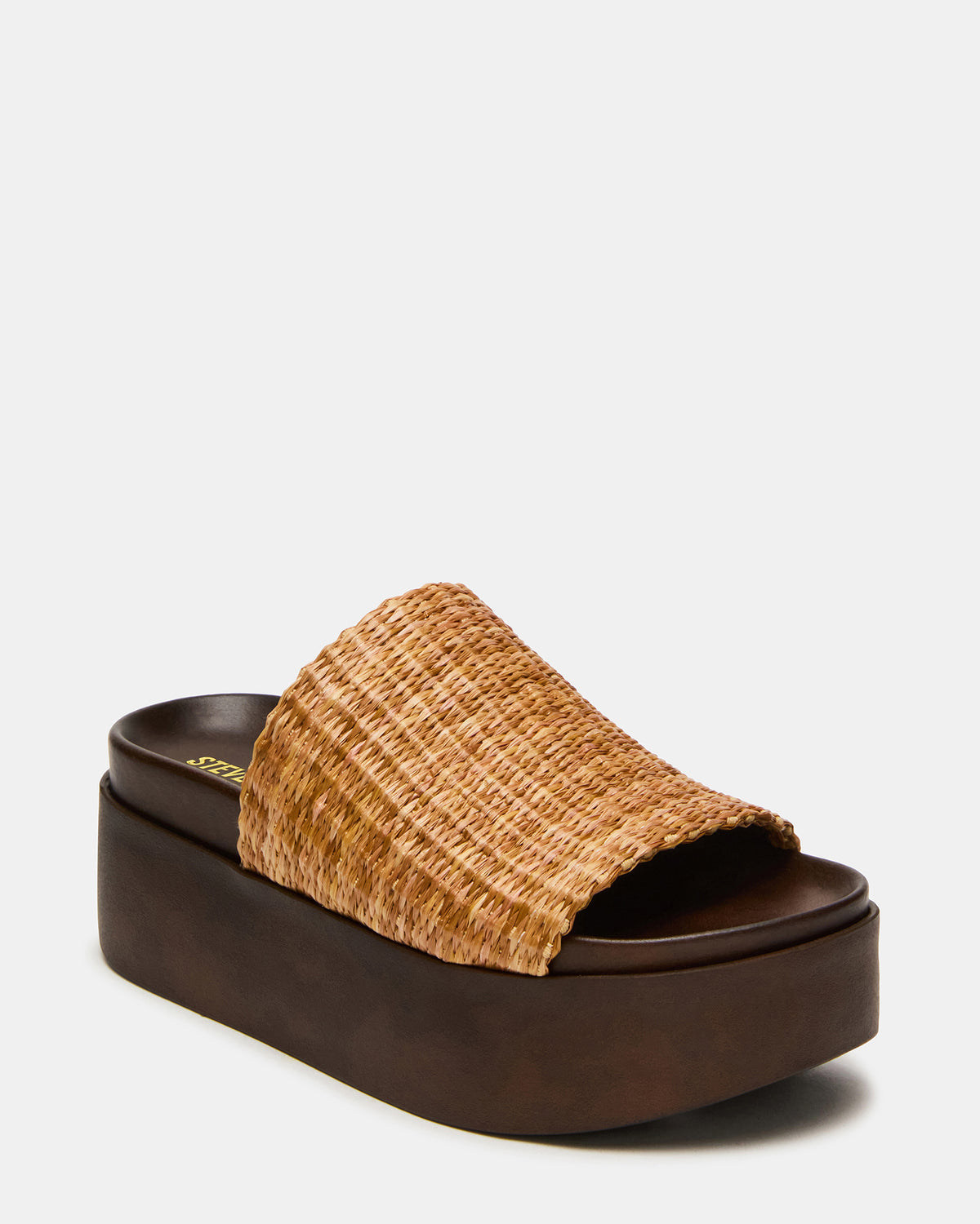 ARWEN Natural Raffia Platform Footbed Slide Chunky Women's Sandal - Steve Madden