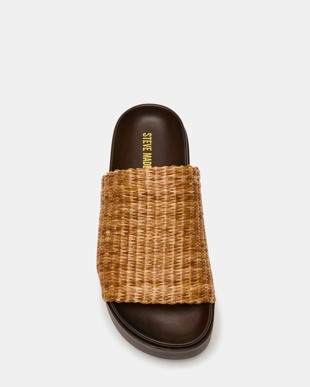 ARWEN Natural Raffia Platform Footbed Slide Chunky Women's Sandal - Steve Madden