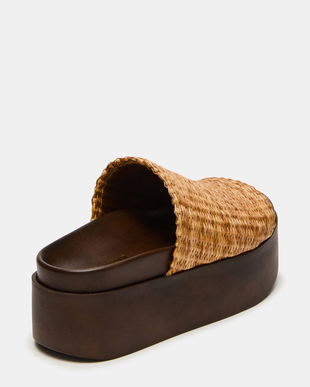 ARWEN Natural Raffia Platform Footbed Slide Chunky Women's Sandal - Steve Madden