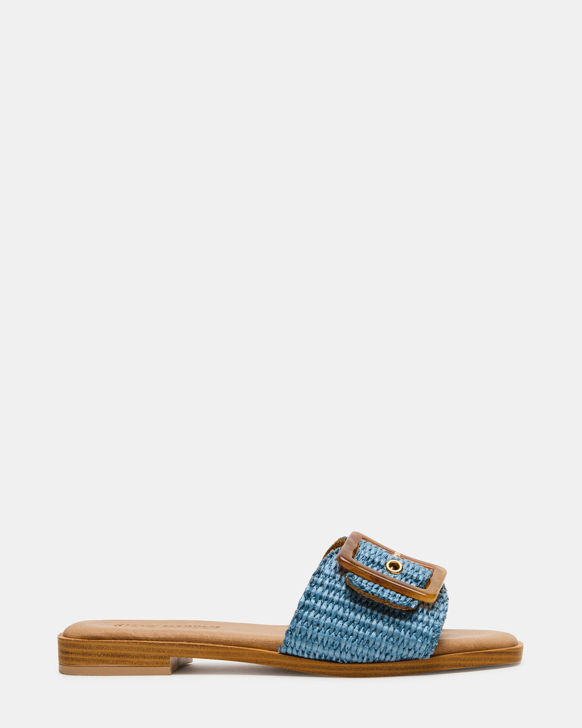 HAPP Blue Square-Toe Raffia Slide Women's Sandal - Steve Madden