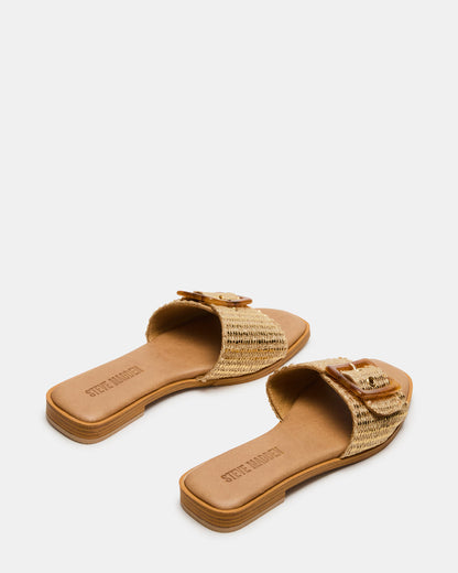HAPP Gold Square-Toe Raffia Slide Women's Sandal - Steve Madden