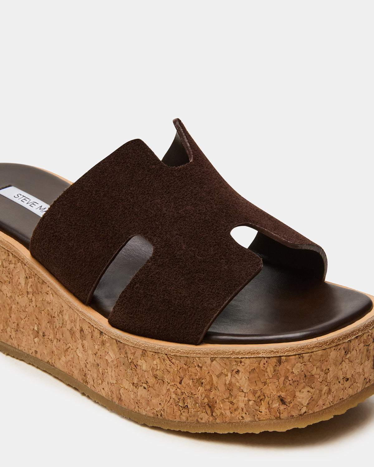 HARMONY Brown Suede Wedge Mule Cork Platform Women's Sandal - Steve Madden