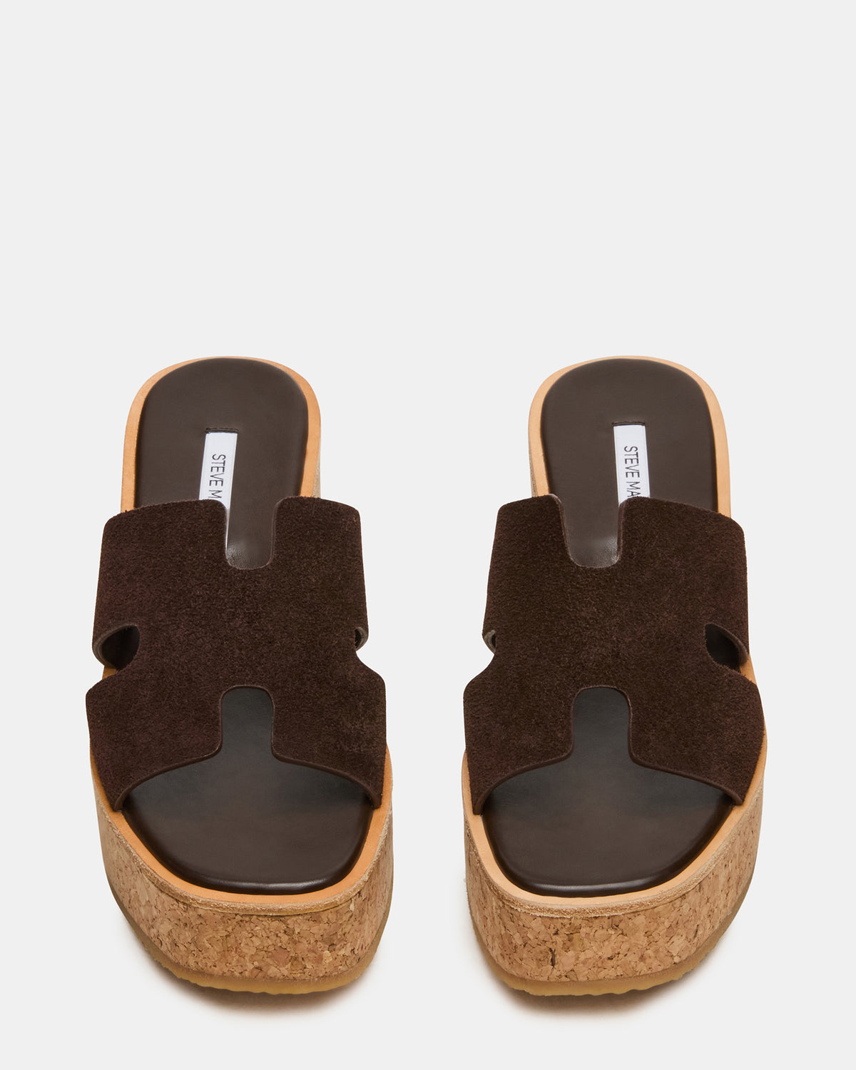 HARMONY Brown Suede Wedge Mule Cork Platform Women's Sandal - Steve Madden