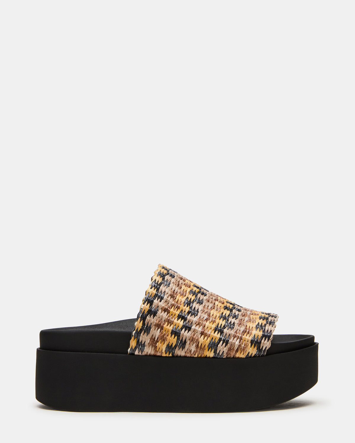 ARWEN Multi Raffia Platform Footbed Slide Chunky Women's Sandal - Steve Madden