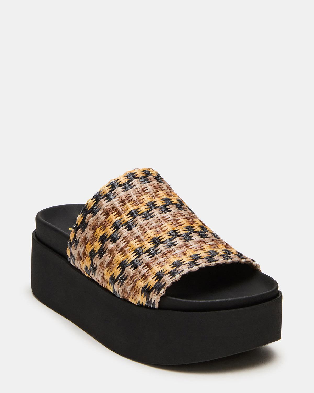 ARWEN Multi Raffia Platform Footbed Slide Chunky Women's Sandal - Steve Madden