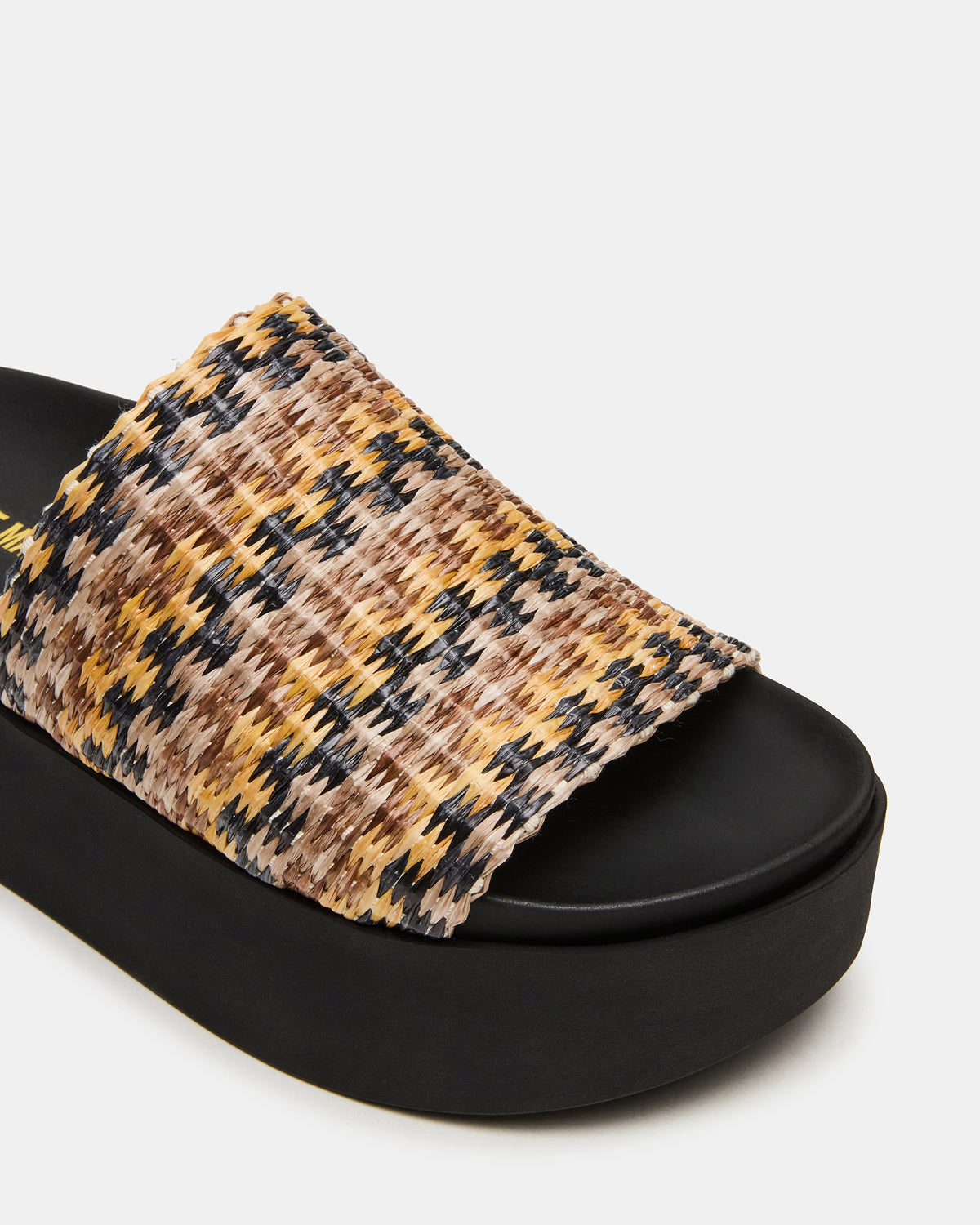 ARWEN Multi Raffia Platform Footbed Slide Chunky Women's Sandal - Steve Madden