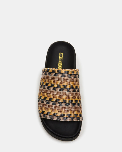 ARWEN Multi Raffia Platform Footbed Slide Chunky Women's Sandal - Steve Madden