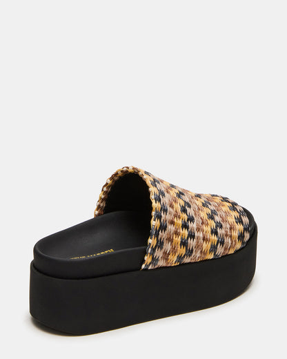 ARWEN Multi Raffia Platform Footbed Slide Chunky Women's Sandal - Steve Madden