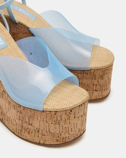 SINAI Light Blue Square-Toe Platform Wedge Strappy Women's Sandal - Steve Madden