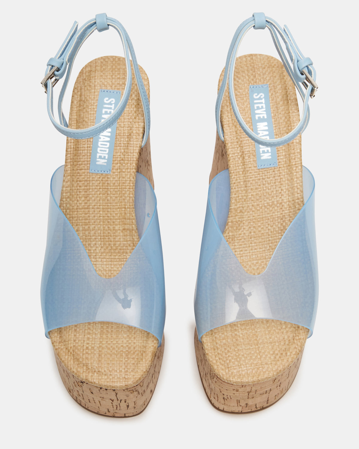 SINAI Light Blue Square-Toe Platform Wedge Strappy Women's Sandal - Steve Madden