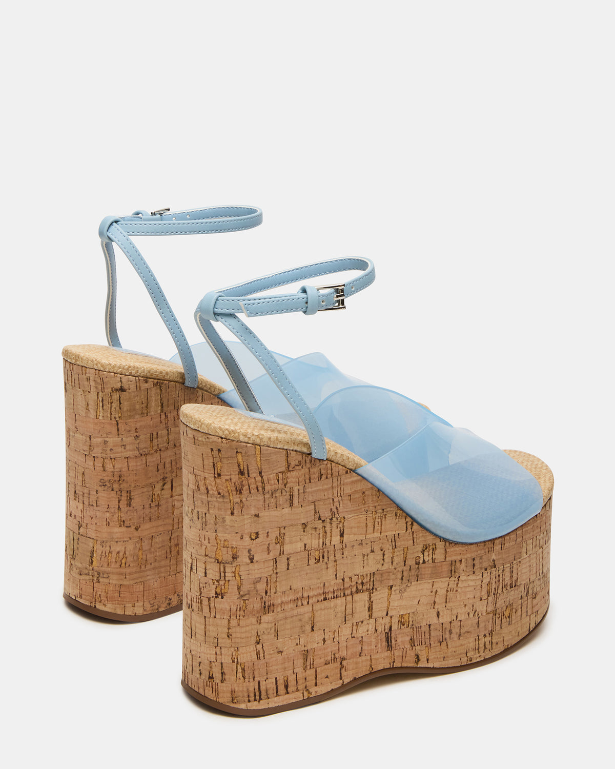 SINAI Light Blue Square-Toe Platform Wedge Strappy Women's Sandal - Steve Madden
