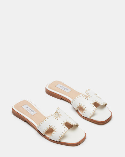 HADYN Woven White Leather Sandal | Women's Designer Sandals - Steve Madden