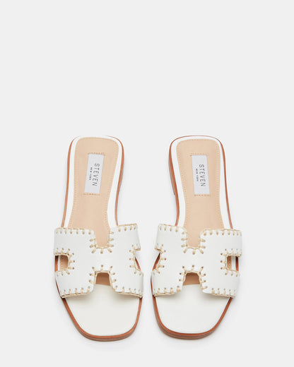 HADYN Woven White Leather Sandal | Women's Designer Sandals - Steve Madden