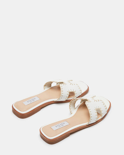 HADYN Woven White Leather Sandal | Women's Designer Sandals - Steve Madden