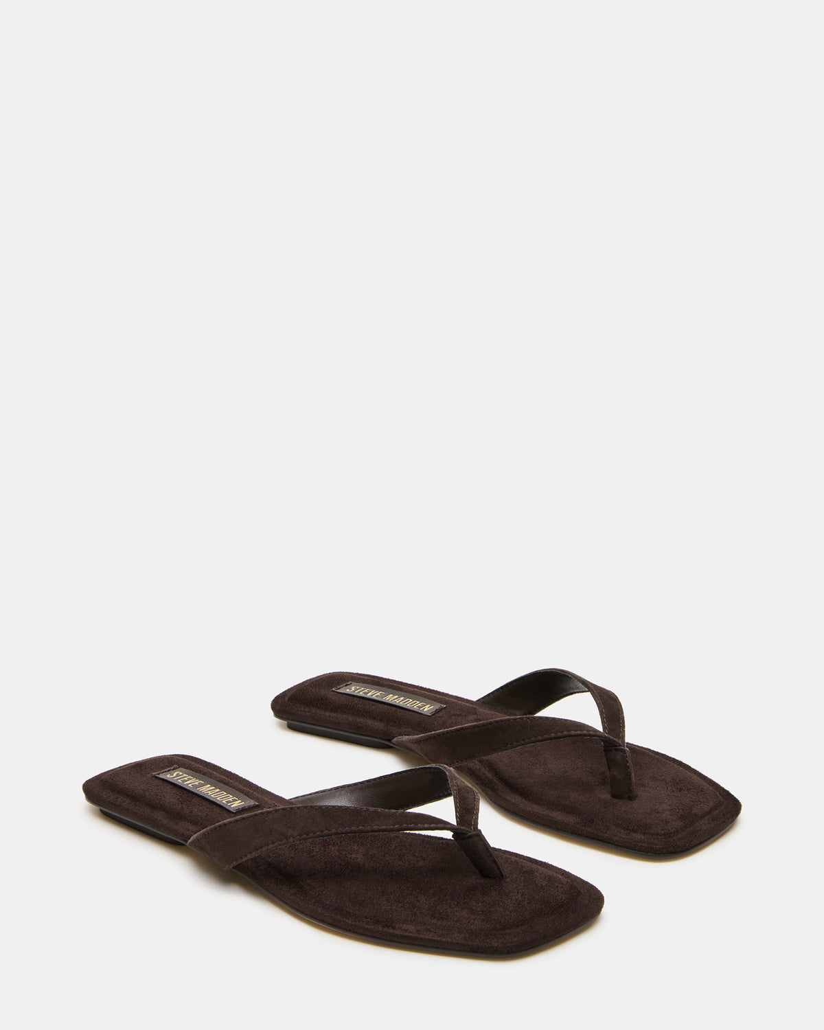 TRELLA Brown Suede Square-Toe Thong Women's Sandal - Steve Madden