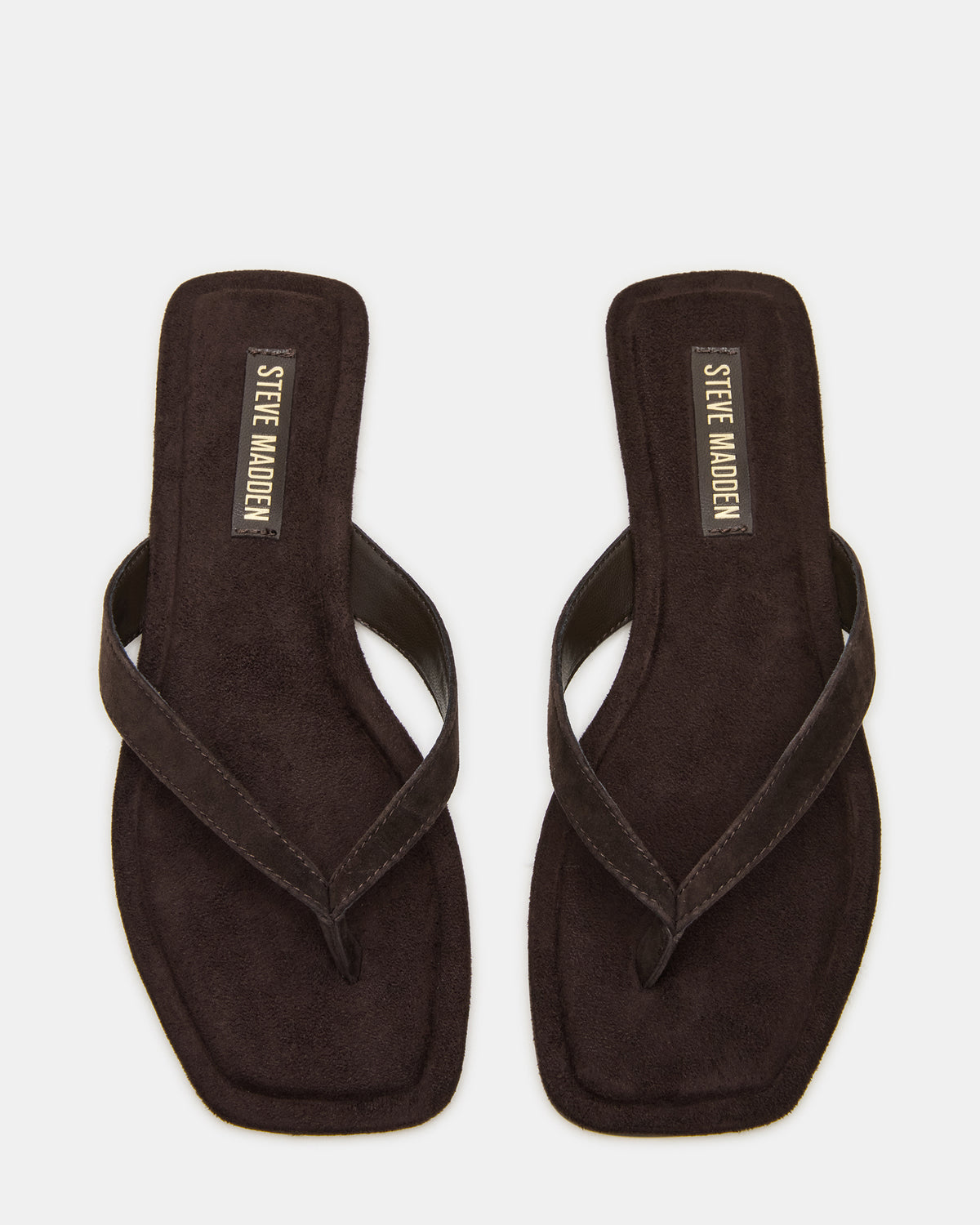 TRELLA Brown Suede Square-Toe Thong Women's Sandal - Steve Madden