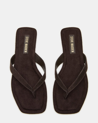 TRELLA Brown Suede Square-Toe Thong Women's Sandal - Steve Madden