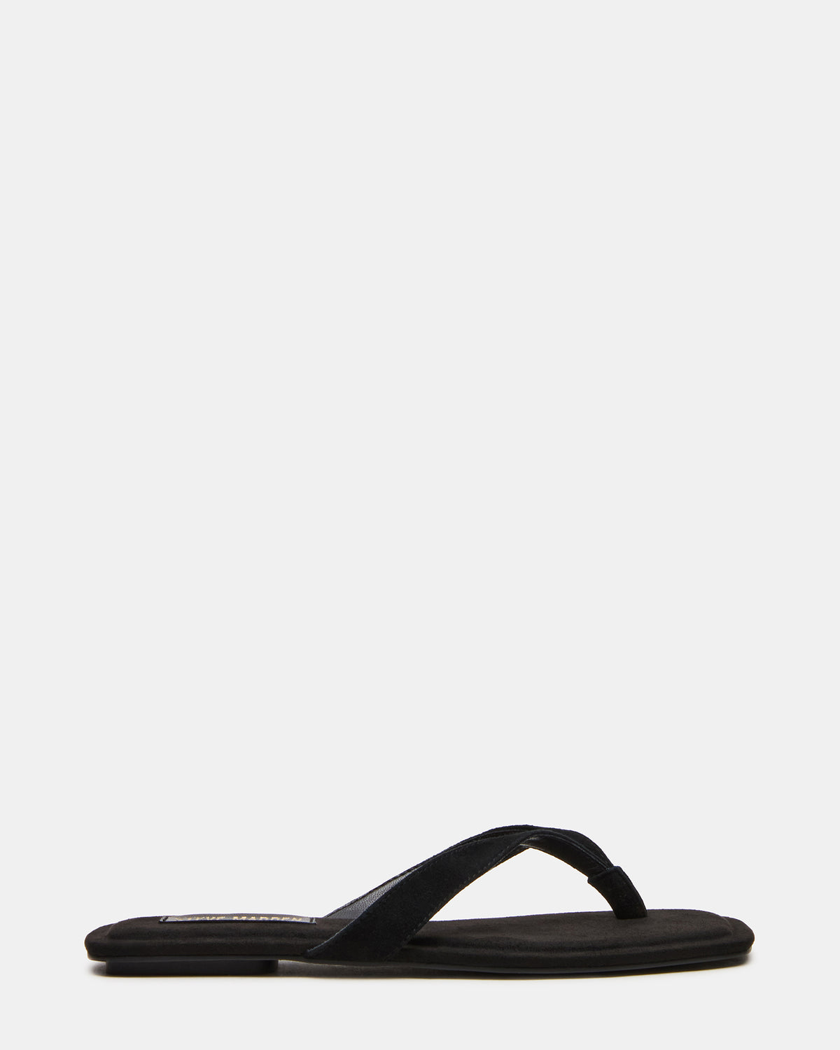 TRELLA Black Suede Square-Toe Thong Women's Sandal - Steve Madden