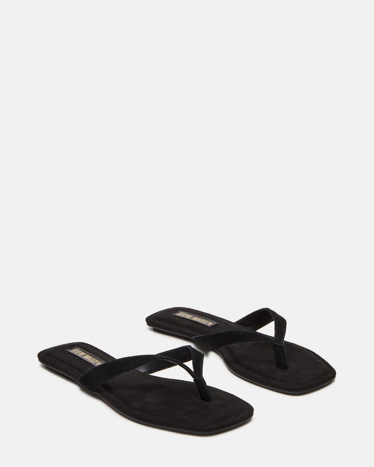 TRELLA Black Suede Square-Toe Thong Women's Sandal - Steve Madden