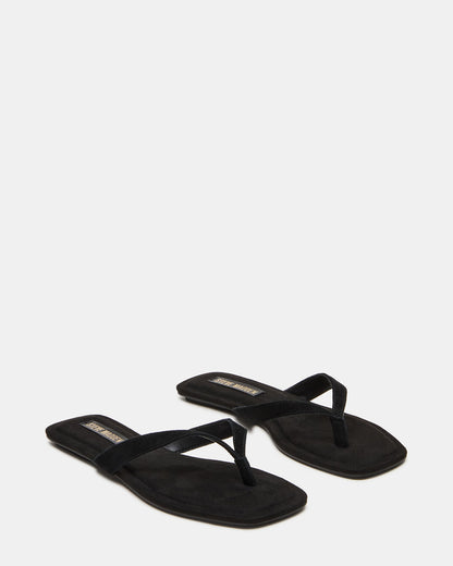 TRELLA Black Suede Square-Toe Thong Women's Sandal - Steve Madden