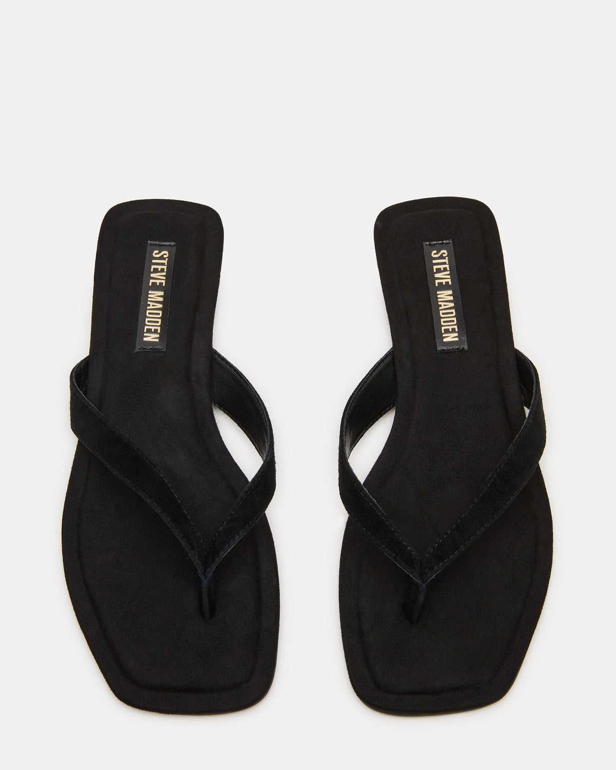 TRELLA Black Suede Square-Toe Thong Women's Sandal - Steve Madden
