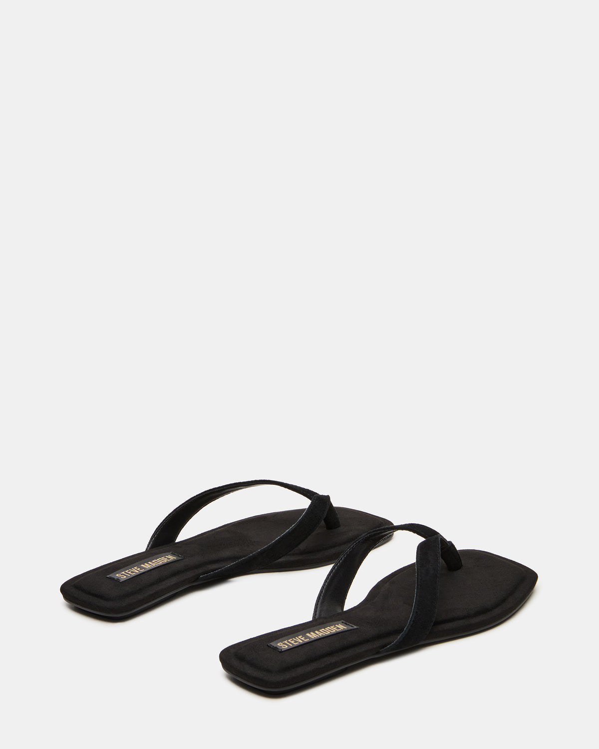 TRELLA Black Suede Square-Toe Thong Women's Sandal - Steve Madden